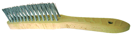 BROSSE FIL INOX EN V MANCHE BOIS SPÉCIAL SOUDURE