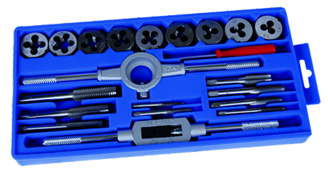 BOX OF 21 HSS TAPS AND DIES
