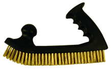 BRASS-PLATED STEEL WIRE BRUSH WITH PLASTIC HANDLE, PLANE SHAPE