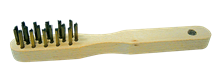 BRASS-PLATED STEEL WIRE BRUSH WITH WOODEN HANDLE FOR SPARK PLUG