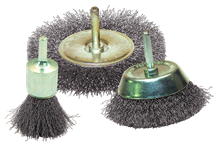 SET OF 3 CRIMPED STEEL WIRE BRUSHES