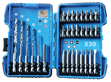SET DI PUNTE E TRAPANI PER LEGNO DA 1/4'' 30 PEZZI