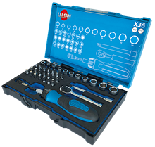 SET D'INSERTI E BUSSOLE 1/4'' + 36 PEZZI