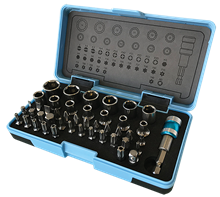 COFFRET DE DOUILLES 1/4'' + EMBOUTS INOX 45 PIÈCES